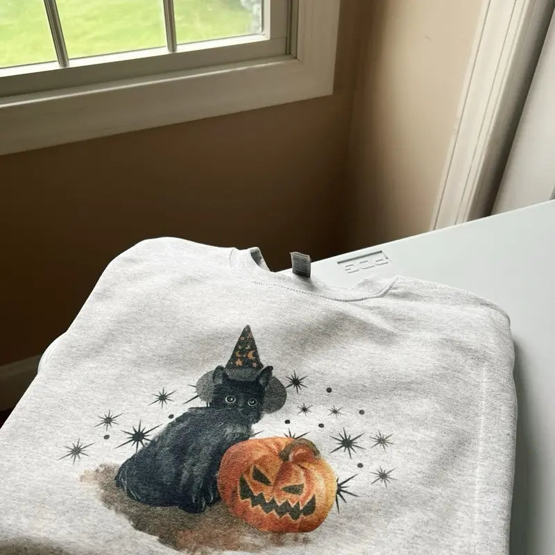 Vintage Spooky Cat Pumpkin Sweatshirt