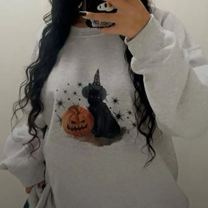 Vintage Spooky Cat Pumpkin Sweatshirt