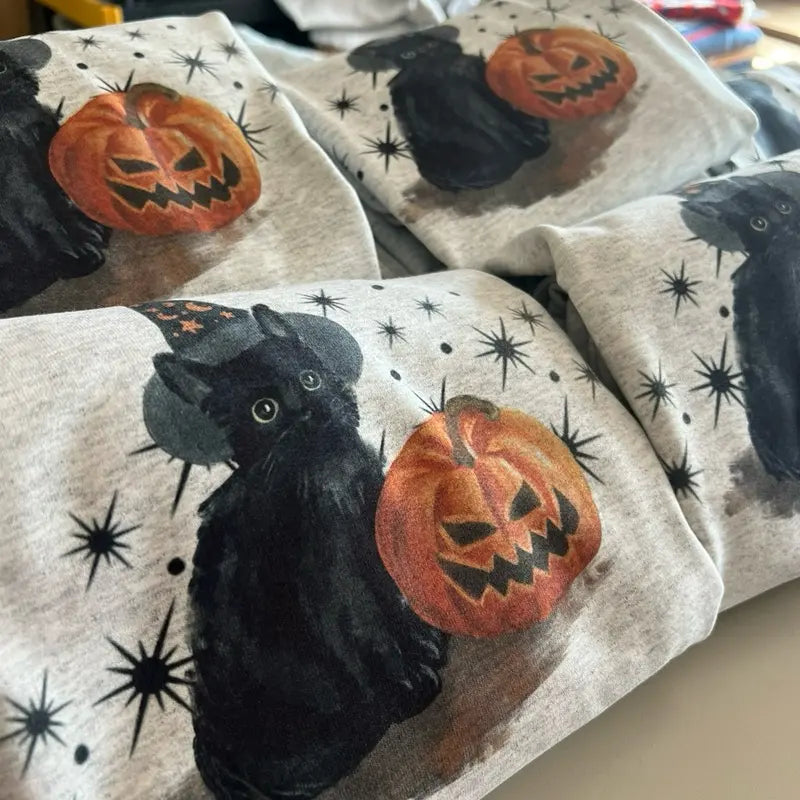 Vintage Spooky Cat Pumpkin Sweatshirt
