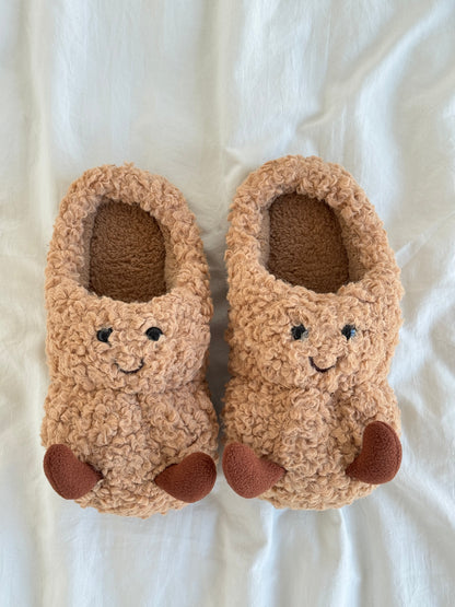 Peanut Fuzzy Slippers