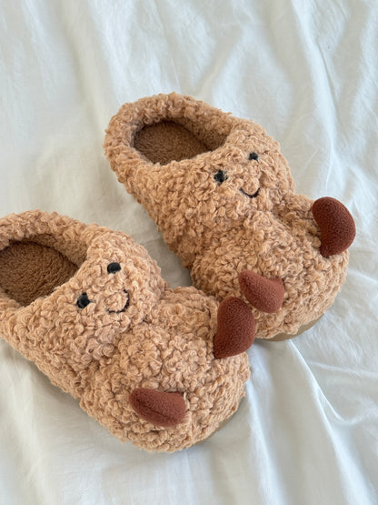 Peanut Fuzzy Slippers