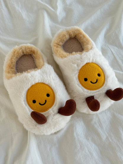 Fried Egg Fuzzy Slippers