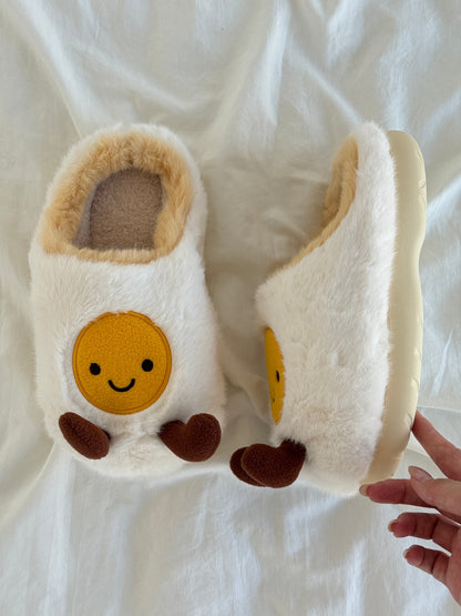 Fried Egg Fuzzy Slippers