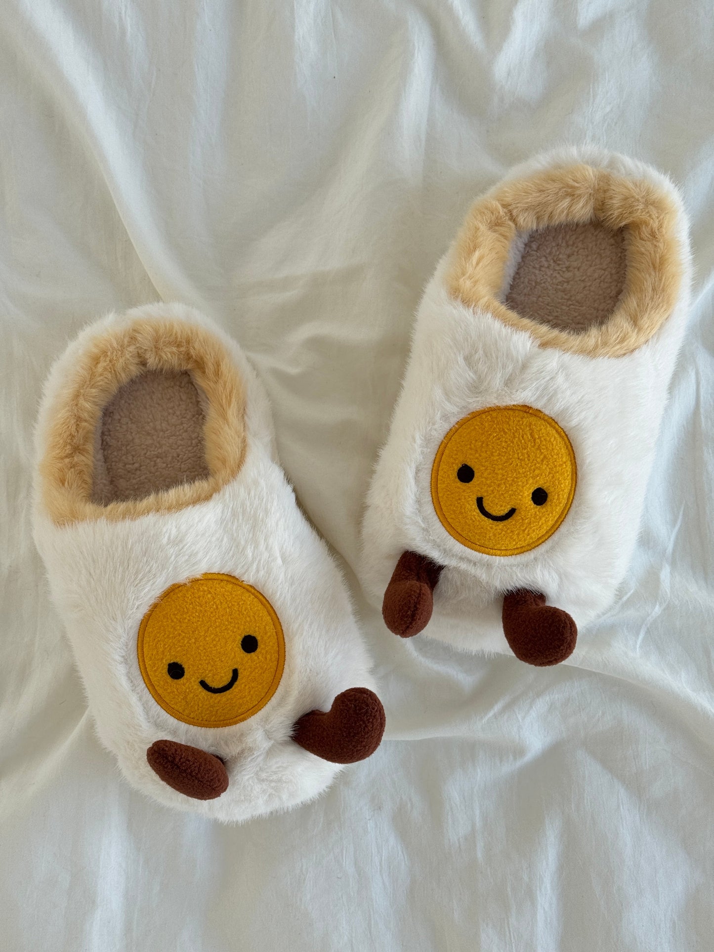 Fried Egg Fuzzy Slippers
