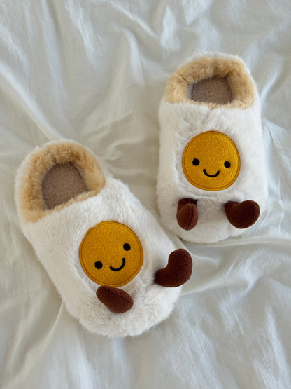 Fried Egg Fuzzy Slippers