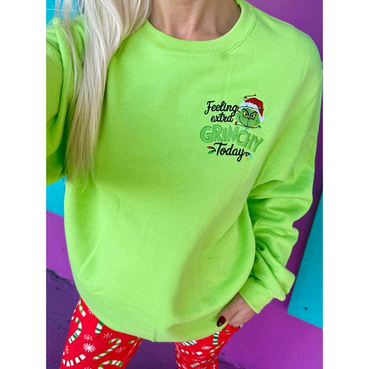 Feeling Extra Grinchy Embroidered Crewneck